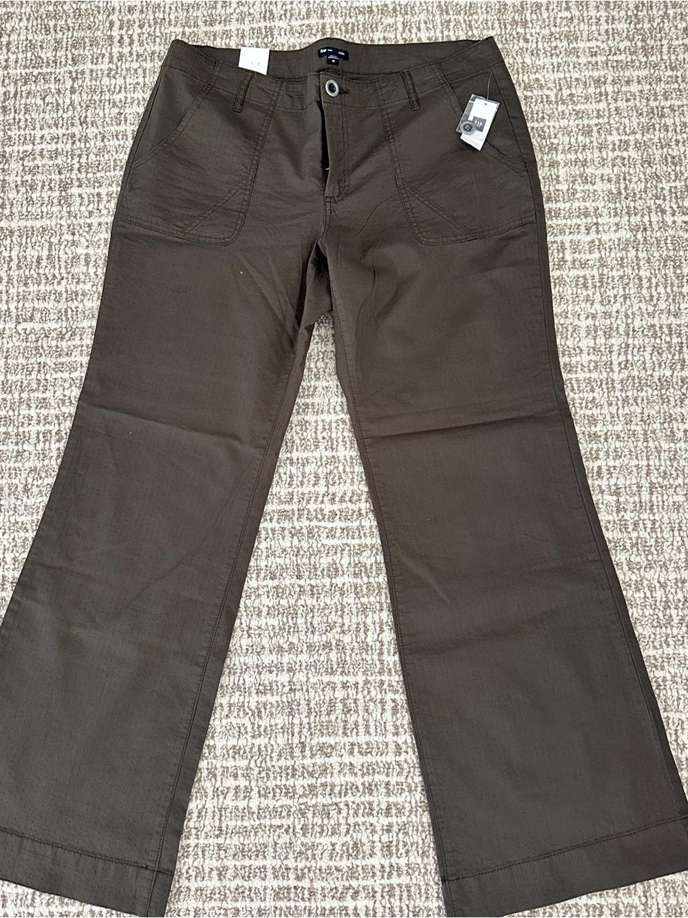 NWT Gap Olive Green Casual Wide Leg Cotton with Stretch Women's Pants, Sz 12